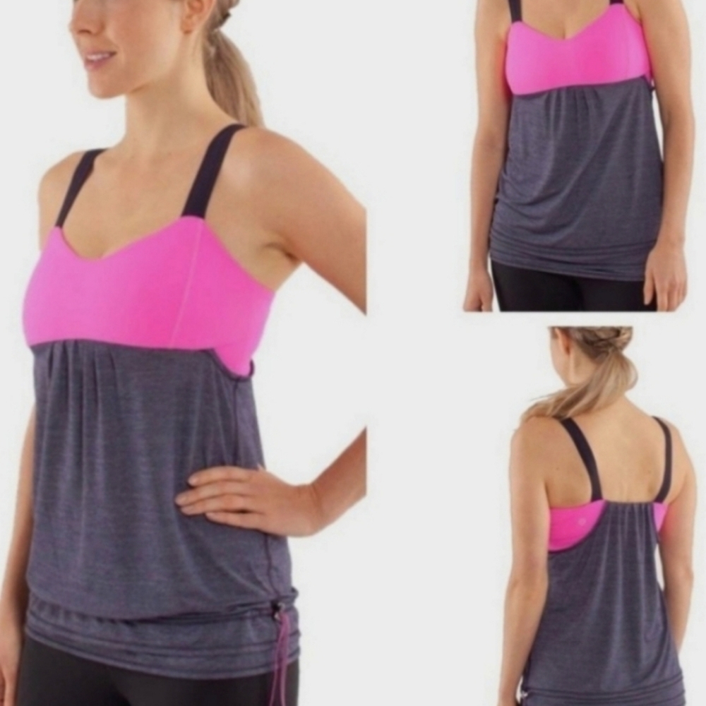 Lululemon PInk and purple back on track Activewear top, Size 4